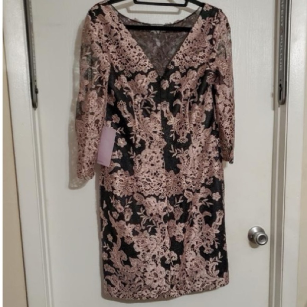 NWT JS COLLECTION Embroidered Cocktail Dress - Picture 4 of 5